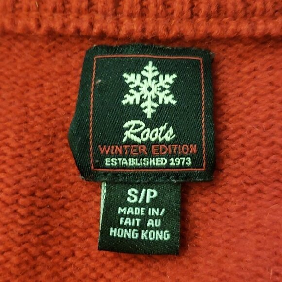 ROOTS Winter Edition Red Sweater Women's Small 100% Lambs wool Red snowfla - Picture 7 of 11